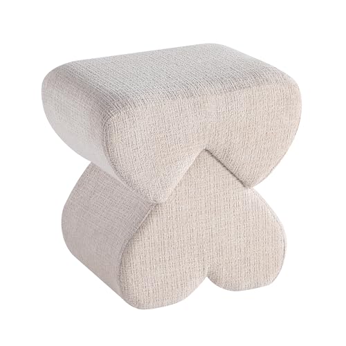 Padded Chenille Heart Ottoman Stool
