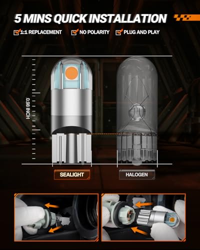 Image of SEALIGHT 194 LED Bulb 6000K White, License Plate Light, Dome Light, T10 168 2825 W5W 3030 Bright Chips Wedge for Replacement Light Bulb, Map Trunk Door Courtesy Dash LED Light Bulb,Pack of 2