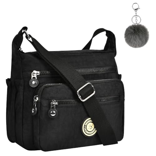 Aucuu Nylon Umhängetasche Damen, Schultertasche Handtaschen Multi Pocket mit Größere Kapazität, Damen Umhängetasche mit Mehreren Taschen, Multifunktionale Crossbody Bag für Arbeit Schule Shopper