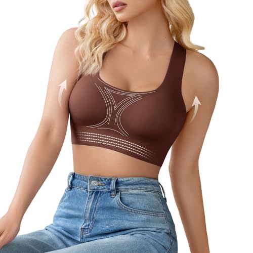 Image of DEANGELMON Seamless Bras for Women Wirefree Full Coverage Padded Bra Criss-Cross Back Smoothing Bra Comfort Sleep Bralettes