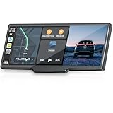 Topexplore 9.26'' Carplay Screen for Car with 2.5K Dash Cam and 1080P Backup Camera Portable Wireless Android Auto Screen GPS Navigation Mirror Link Voice Control Hands-Free for iOS 11+ Android 11+