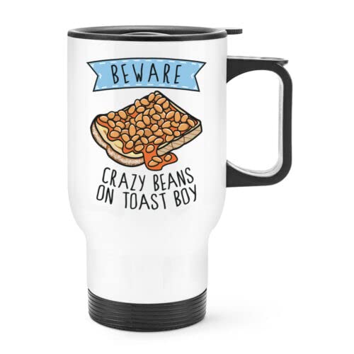 Voltx Design Beware Crazy Beans On Toast Boy Stainless Steel Travel Mug, Leakproof Insulated Thermal Cup, Car Portable Travel Coffee Mug, Vacuum Insulated