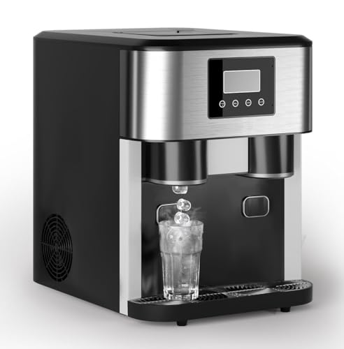 TABU 3-in-1 Bottleless Water Cooler with Ice Maker&Crusher, Water Dispenser with 40lbs/Day Ice Maker, Self-Cleaning Ice Machine with Ice Scoop, 3 Size Bullet Cube, Ideal for Home, Office, Party, RV