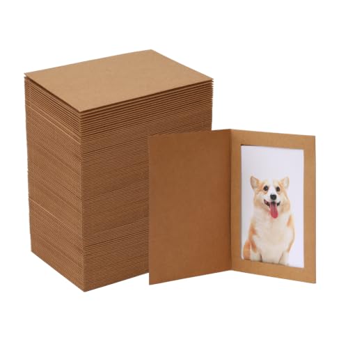 Apprabbr 200 Pack Photo Folders 4x6 Paper Picture Frame Photo Frame Cards Cardboard Greeting Cards Photo Inserts Ideal for Wedding,Birthday,Graduation,Classroom DIY Kraft