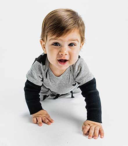 Nununu Long-Sleeve Bodysuit Onesie, Baby Girls And Boys, Heather Grey - Stars, 6-12 Months #TOP5