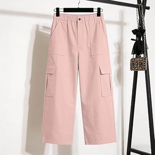 Pantalones de mujer con bolsillos y cintura alta cómodos 4