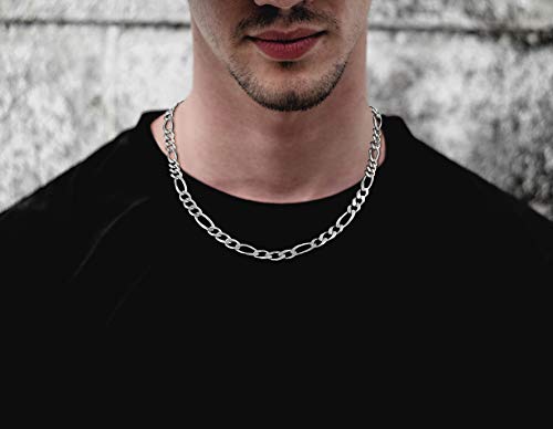 Savlano 925 Sterling Silver 8mm Italian Solid Figaro Link Chain Necklace Comes With a Gift Box For Men & Women - Made in Italy3