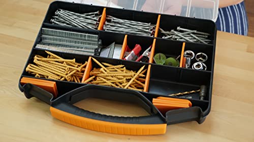 Massca Hardware Organizer box with dividers - 18 Compartments Small Parts Organizer with Accessible Hinged Lid - Durable Plastic Screw Organizer Store Nuts, Bolts, Screws, Nails, and Small Hardware - Thumbnail 5