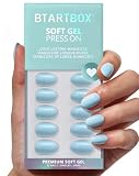 BTArtbox Extra Short Press On Nails - Sky Transition, Easy-to-Apply Light Blue Almond Press On Nails with Glue and Adhesive Tabs in 16 Sizes - 32 Nails All-in-One Kit