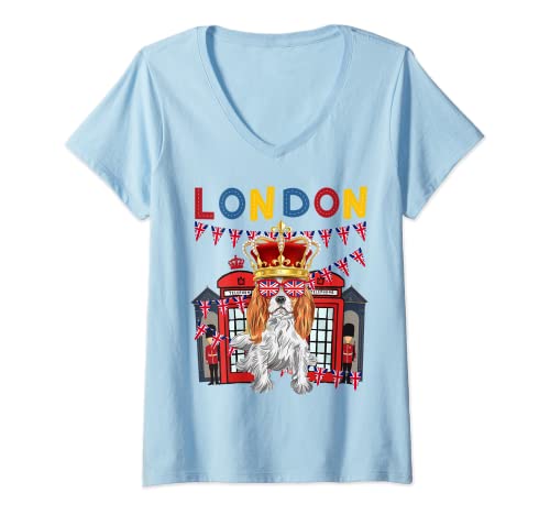 Mujer Recuerdos de Londres idea para niños y recuerdos británicos en inglés Camiseta Cuello V