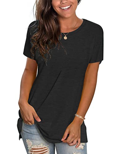 WNEEDU T-shirt femme manches courtes noir S