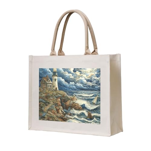 Sac fourre-tout imprimé grand phare pour la plage et le voyage