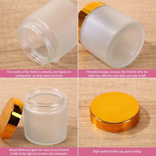 Geiserailie 30 Pcs 3.5oz Glass Jars with Plastic Wood Grain Lids Leakproof Airtight Empty Cosmetic Jars Sample Containers for Storing Lotions Powder Ointments Candle Making(Gold)3