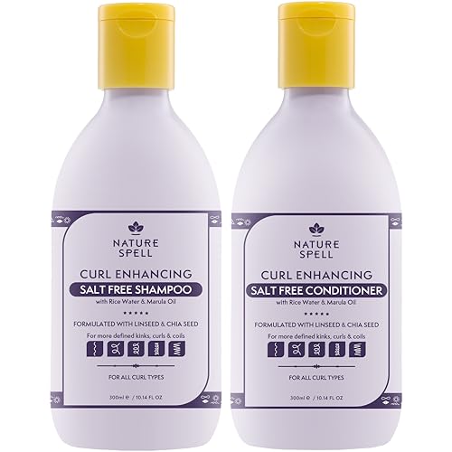 Nature Spell Curl Shampoo & Conditioner Set, Salt Free Formula for Gentle Cleansing & Deep Hydration, Sulfate & Paraben Free, Suitable for All Curl Types, Colour Safe, Vegan, Pack of 2, 300 ml Each
