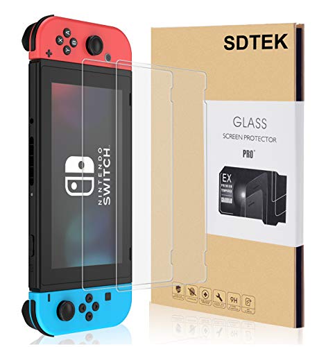 SDTEK *2 Pack* Protecteur d'écran Nintendo Switch Verre Trempé Protection Résistant aux éraflures Glass Screen Protector Vitre Tempered