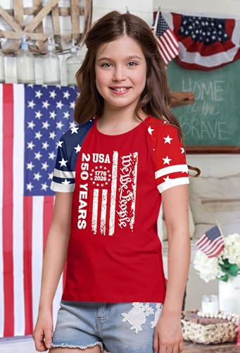 Image of Ithalt Boys Girls USA Shirts Kids 4th of July Shirts American Flag Tshirt Patriotic Top Independence Day Outfit 5-13y