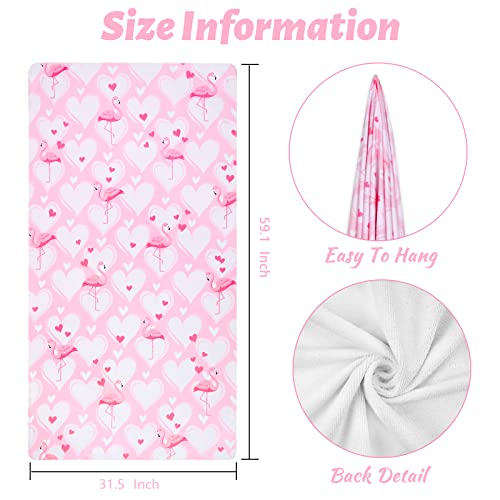 Aspmiz Valentines' Day Beach Towel, Microfiber Pink Flamingo Bath Towel Oversized, Water Absorbent Towels For Bathroom, Love Heart Bath Towels For Shower Travel Swimming Sports Gift Decor, 31"X 59" #TOP6