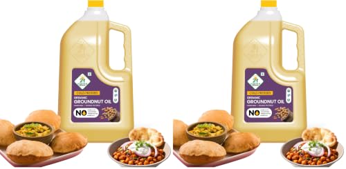 Image of 24 Mantra Cold Pressed Groundnut Oil, 5 Litres - 100% Organic, Pure & Chemical-Free | Kacchi Ghani - Chekku Sing Tel | Healthy Cooking Oil | 100% Unrefined Oil | Optimal Nutrient Retention (Pack of 2)