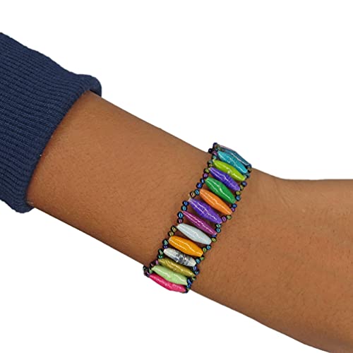 Outreach-Uganda-Stretch-Bracelet--Artisan-Single-Row-Narrow-Bead-Design-in-Multicolor-Handcrafted-from-Recycled-Paper-Beads-Unique-Eco-Friendly-Accessory-for-Everyday-Wear