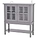 HOMCOM Armario Auxiliar Interior para Cocina Salón Aparador Cocina de Almacenamiento Estilo Vitrina Multifuncional con Estantes Inferior Puertas Sisteme Antivuelco 80x28x84cm Color Gris