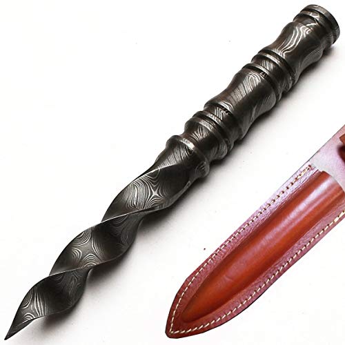 Custom Handmade Damascus Steel 10 Inches Hunting Knife with Sheath 8700 by PAL 2000 KNIVES - Used condition - Image 3