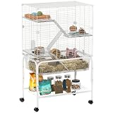 PawHut Jaula para Animales Pequeños de 4 Niveles Ruedas 73x47x123 cm Blanco