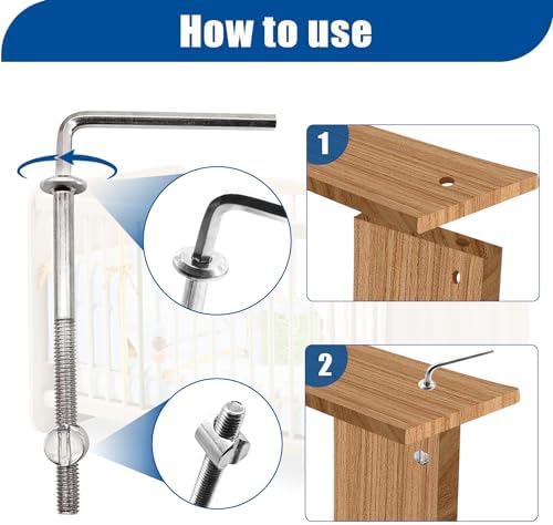 Taiss 20 Set Crib Screws M6x20mm/40mm/60mm/80mm Baby Bed Crib Screws Hardware Replacement Kit,Bunk Bed Bolts Hex Socket Cap Screws Bolt with Barrel Nuts/Wrenches for Beds Furniture Headboards