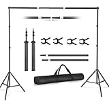 Fatazoii Foto Hintergrund Ständer 2x3m, Verstellbarer Fotohintergrund Ständer mit Ausziehbare Querstange und 4 Klemme, Hintergrundsystem für Fotostudio, Produkt Porträt Fotografie, Video