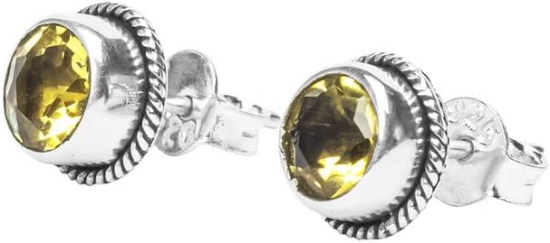 Gemstone Stud Post Earrings, 925 Sterling Silver Gemstone Earring 6 MM Round Girls Women Gift - Image 3