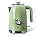 Produktbild Wiltal Wasserkocher [1,7L, 2200W], Retro Green, Edelstahl, Toaster Wasserkocher set Retro (Wassertemperaturanzeige im Retrodesign, außenliegende Wasserstandsanzeige) Vintage Teekocher