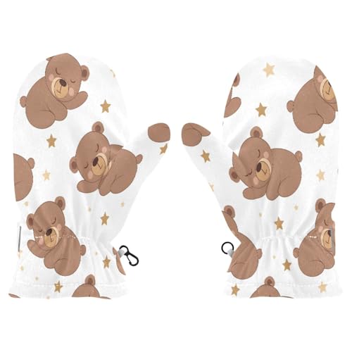 Kid's Winter Gloves Children Warm Gloves Baby Bear Sleeping for Boys Girl Age 4-6 Years