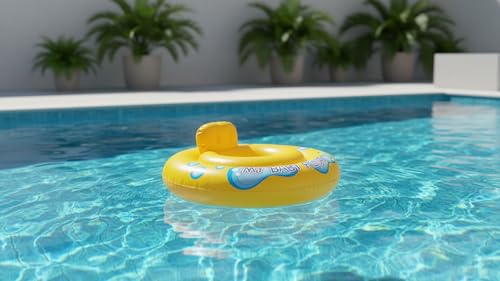 Image of Kids Inflatable Cartoon Swim Ring with Seat - Pink Baby Pool Float (Baby Yellow)