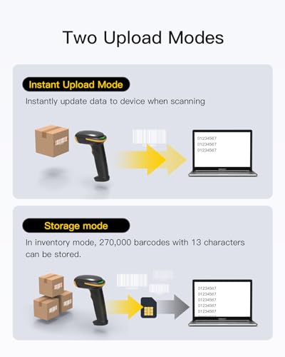 Inateck Escáner de Código de Barras Bluetooth, Lector de Código de Barras Inalámbrico USB 1D Portátil, 1 Carga al Mes, Escáner con Aplicación y SDK, BCST-21