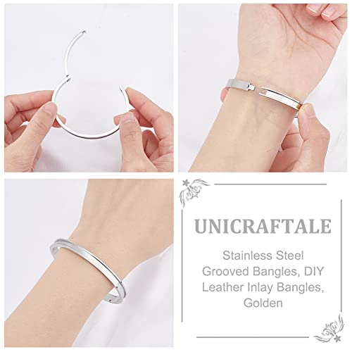 Bracelet vide à incrustation cuir acier inoxydable anti-ternissement UNICRAFTALE - 4