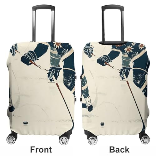 Ice Hockey Pattern Printed Luggage Cover Protector, Fits 18-32 Inch Luggage3