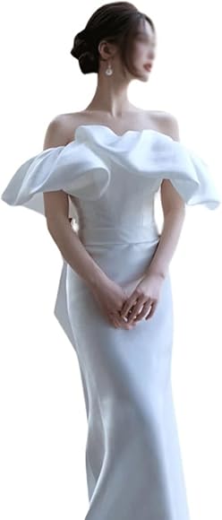 Amazon.co.jp: [WOLEN] GDDZA オフショルダー サテン ライト  