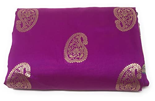 Image of Women Blouse Piece Material Soft Banarasi Brocade Magenta Colour, 1 Meter (Brocade 250 Magenta 2)