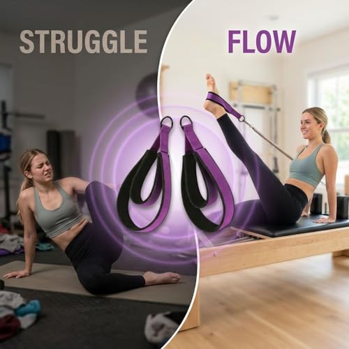 Correas de doble bucle para pilates morado vibrante de nailon acolchado 2