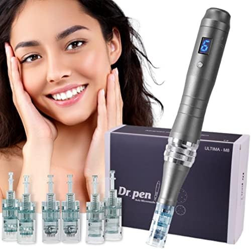 Dr. Pen Ultima M8 Microneedling Pen Professional Kit - Authentic Multi-function Wireless Derma Beauty Pen - Trusty Skin Care Tool Kit for Fast Results - 0.25mm 16pins х2 + 36pins х2 + Round Nano x2