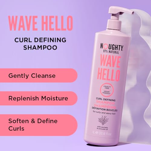 Noughty 97% Natural Wave Hello Shampoo and Conditioner Duo Curl Defining Sulphate Free Vegan Hair Care Set Vitamin Rich Formula for Curly & Wavy Hair Supersize,1L - Image 2