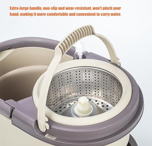 Mopa giratoria 360° de acero inoxidable resistente con cesta integrada 4