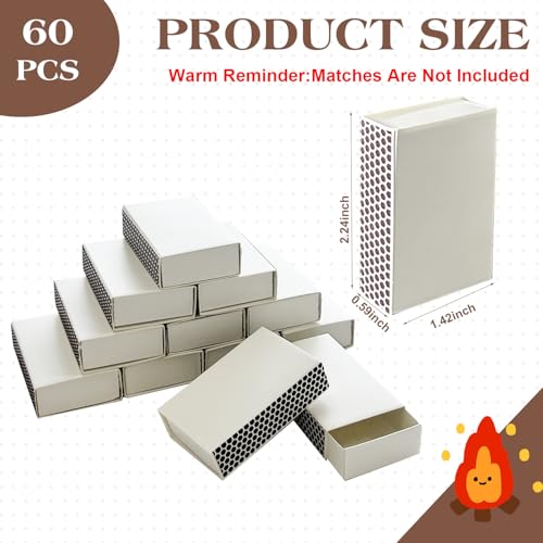 60 Pcs Blank Matches Containers 2.24 x 1.42 x 0.59 Inches NO Matches White DIY Match Holder Match Boxes Bulk for Wedding Holiday Birthday Party Favors (60 Pcs) by Sitroasho - Image 2