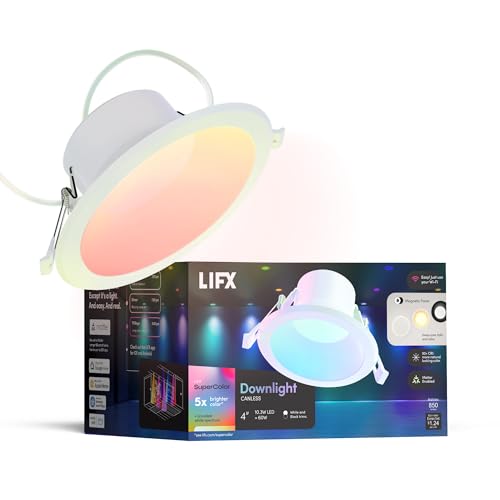 LIFX Smart Canless Recessed Lights 6 inch - RGB Tunable White, Deep Baffle