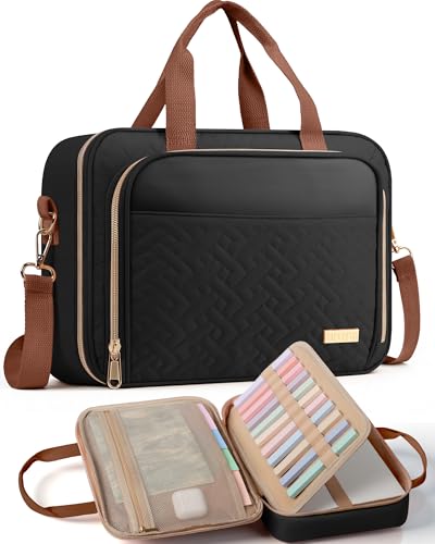 HOTOR Bible Cover - Multi-Pocket Bible Bag for Women Organizer with Bookmark, Portable Bible Case with Handles & Adjustable Shoulder Strap, Useful Gift for Work, Commute, 12.6'' x 3.2'' x 9.1'', Black