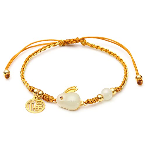Bracelet Feng Shui en jade de Hetian véritable cordon tressé à la main talisman de richesse
