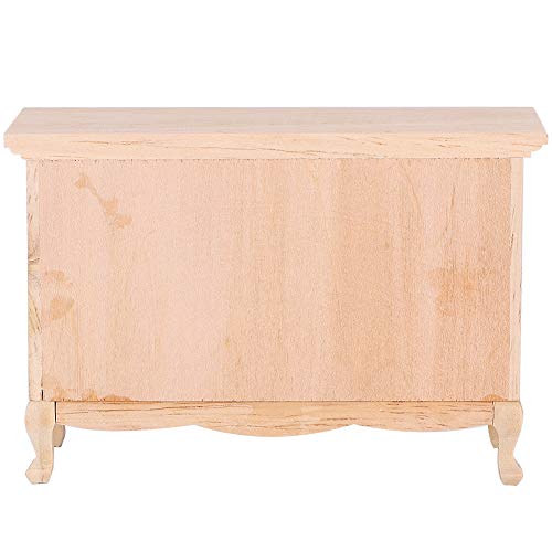 Mini Wooden Dollhouse Accessories, 1:12 Scale Miniatures Dollhouse Furniture For Diy Dollhouse Living Room Mini Toy Wood Table With Drawer Bookcase For Bedroom Simulated Accessory #TOP4