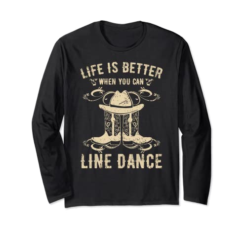 Camiseta Vintage Line Dance Cowboy Cowgirl Western Manga Larga