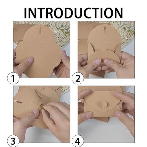 20 Stück Mini Briefumschläge mit Karten - Vintage Mini Kraftpapier Umschläge Blanko Kärtchen Kleine Briefumschlägemit Herz Verschluss für Geschenkkarten DIY Dankeskarten Weihnachten