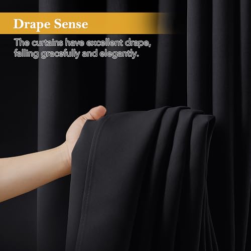 Image of RYB HOME Blackout Thermal Insulated Curtains, Portable Curtain for Sliding Glass Door /Storage /Space Room Divider, Large Window Treatment Room Divider Panel, W80 x L84, Black, 1 Panel
