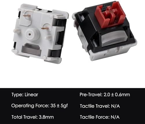 Akko Dracula Linear Keyboard Switch with Condenser for Backlit Mechanical Gaming Keyboard, 5-Pin 35gf Pre-Lubed Switches with Standard MX Structure (45pcs) - Görsel 2